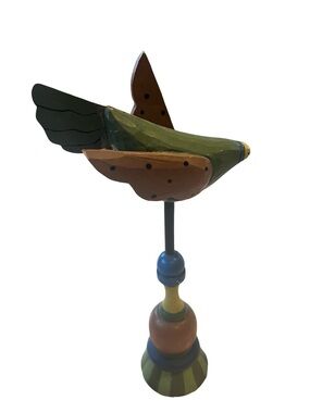Midwest Cannon Falls Wooden Sigle Colorful Folk Figure DecorGreenBird